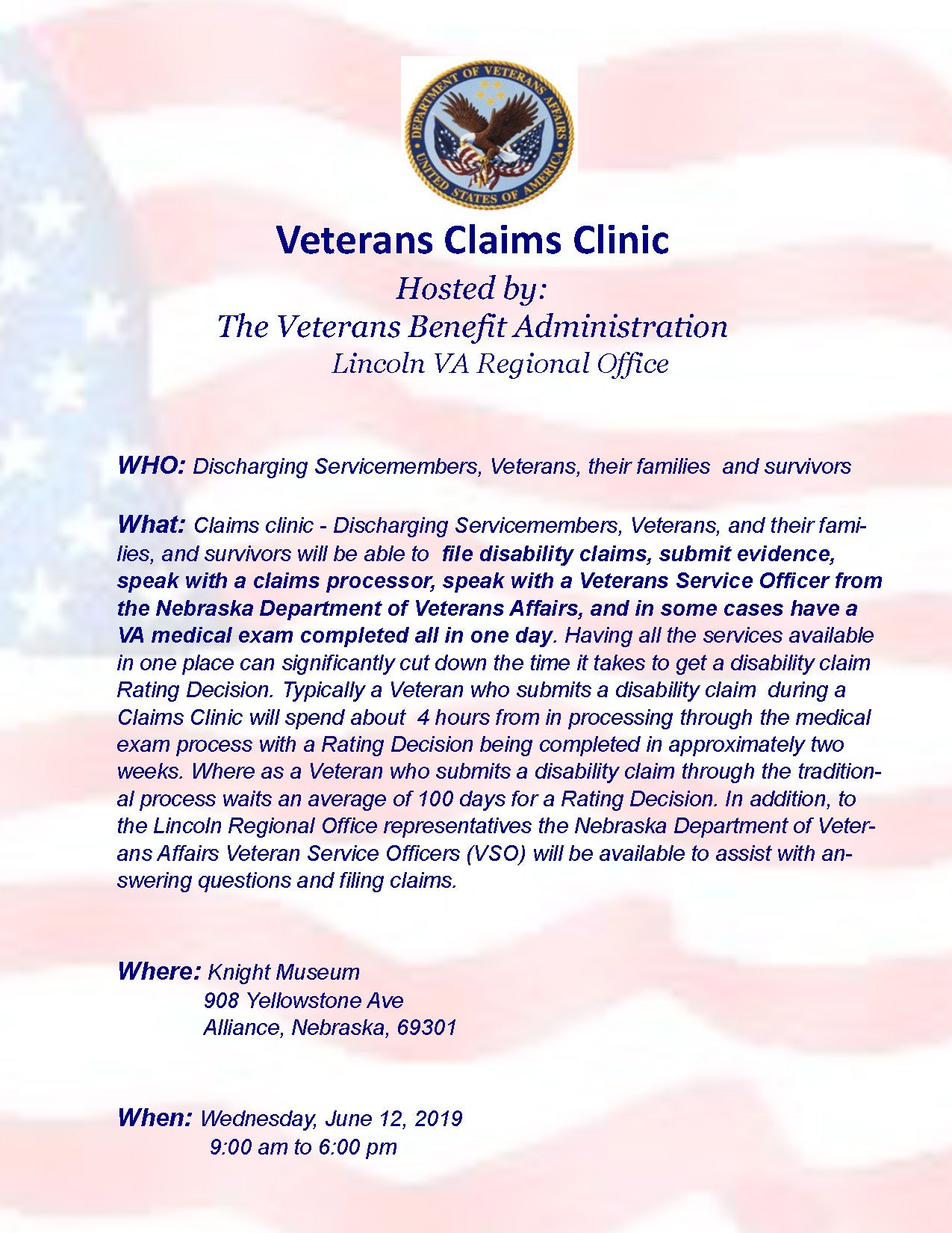 Veterans Claims Clinic | Nebraska Department Of Veterans' Affairs